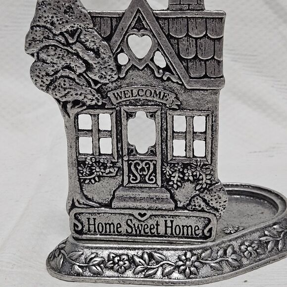 Carson Statesmetal Welcome Home Home Sweet Home 5" Pewter Candle Holder EUC - Picture 5 of 7
